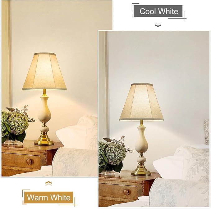 Bell Lamp Shades Set of 2, 6"Top x 13"Bottom x 10"High, Beige Shade Replacement for Table Lamps, Floor Lamps, Fabric Natural Linen Hand Crafted(Spider Fitter), Harp Holders Included, Assembly Required