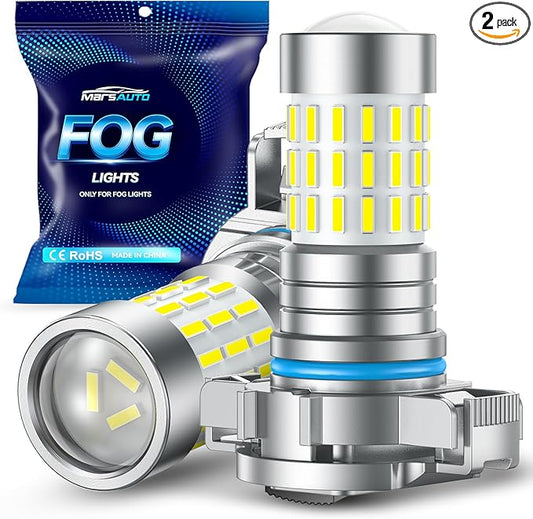 Marsauto 5202 LED Fog Light Bulbs, 10,000 lumens 6000K Cool White, 48 Chips DRL Bulb, 5202 Led Bulb 1:1 Mini Size 5202 5201 PS24W Fog Lights Led, 360° Illumination, Powersports Accessory Lights