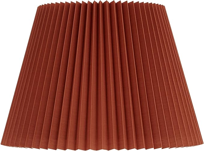 9" Top x 14 1/2" Bottom x 10" High x 10" Slant Lamp Shade Replacement Large Rust Brown Empire Round Modern Fabric Wide Pleated Spider Harp Finial - Springcrest