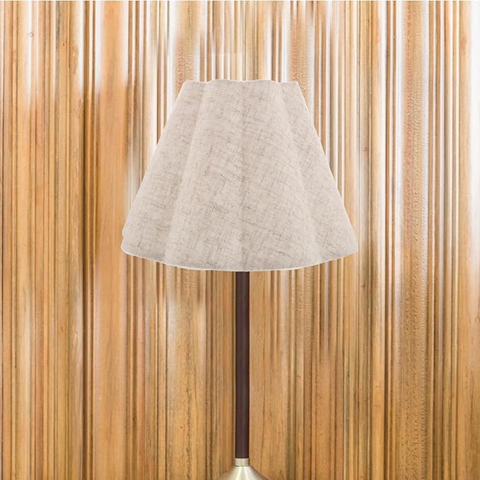 Homoyoyo Floor Lamp Shade: Linen Table Lamp Shade - Pleated Scalloped Lampshade - Decorative Fabric Light Cover Replacement For Bedside Floor Lighting Beige