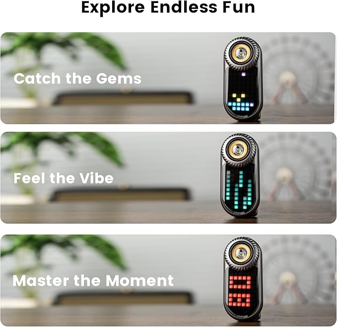 LOOPDOT EDC Flashlight – Rechargeable Small and Powerful LED Flashlight with RGB Pixel Display, Interactive Games, Adjustable Brightness – Cool Gadget Gift for Kids & Adults (TI)
