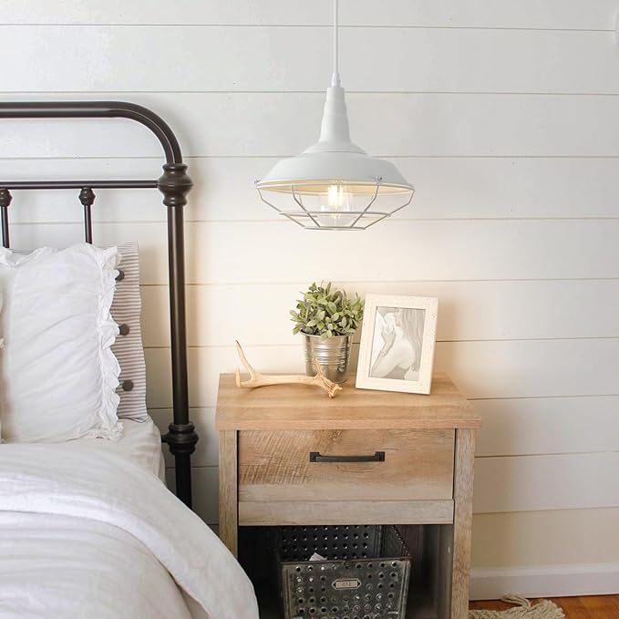 Farmhouse Pendant Light 10.5inches, 3 Packs - White Industrial Pendant Light, Pendant Lights Kitchen Island, Kitchen Pendant Lights for Bedroom, Office, Library, Dining Room