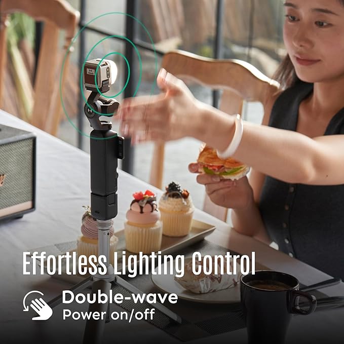 Harlowe Atom 2W Magnetic Mini Light for DJI Osmo Pocket 3 Combo Motion Sensing Pocket Duo Light Kit Rechargeable Auxiliary Camera Fill Light for Selfie Vlog Video Recording