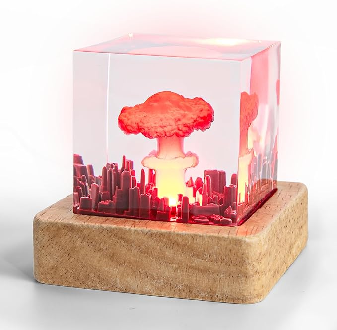 DAVID ROCCO Mushroom Cloud Nuclear Blast Lamp Ornament, Atomic Bomb Model Atmospheric Lamp, Epoxy Resin Night Light, Children's Room as Well as Living Room Decor Gifts for Friends (Mushroom Cloud)