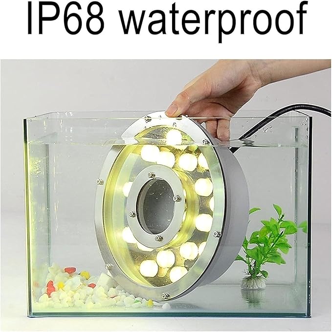 LED Underwater Pond Lights - Ring Fountain RGB Lamp, Colorful Color Changing IP68 Waterproof Recessed Underwater Landscape Lights, Middle Hole Swimming Pool Light, With Remote Control(24v,18W)
