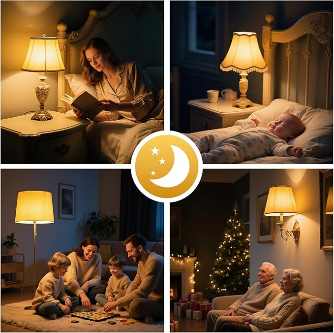 KINUR A15 3W Amber Light Bulbs, Warm Orange Night Lights for Sleep and Baby Nursery - 25W Equivalent, E26 Medium Base, 2-Pack
