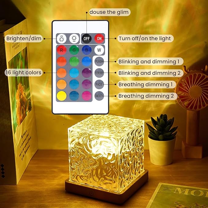 Northern Lights Ocean Wave Projector Light,16 Colors Gradual Rotating Water Cube Lamp,Underwater Projector Light with Remote Control for Kids Adults,Ocean Wave Night Light for Bedroom