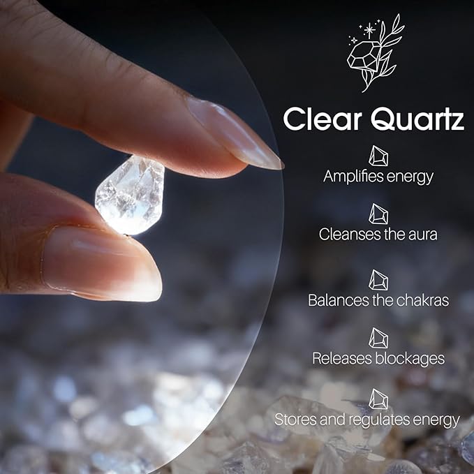 Quartz Crystals Lamp with Wooden Base & Palo Santo for Energy Cleansing, Spiritual Gift for Women, Chakra Light for Meditation Reiki Yoga Birthday Healing Crystals Home Office Decor Bedroom