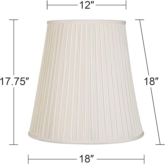 Creme Mushroom Pleat Large Lamp Shade 12" Top x 18" Bottom x 18" Slant x 17.75" High (Spider) Replacement with Harp and Finial - Springcrest
