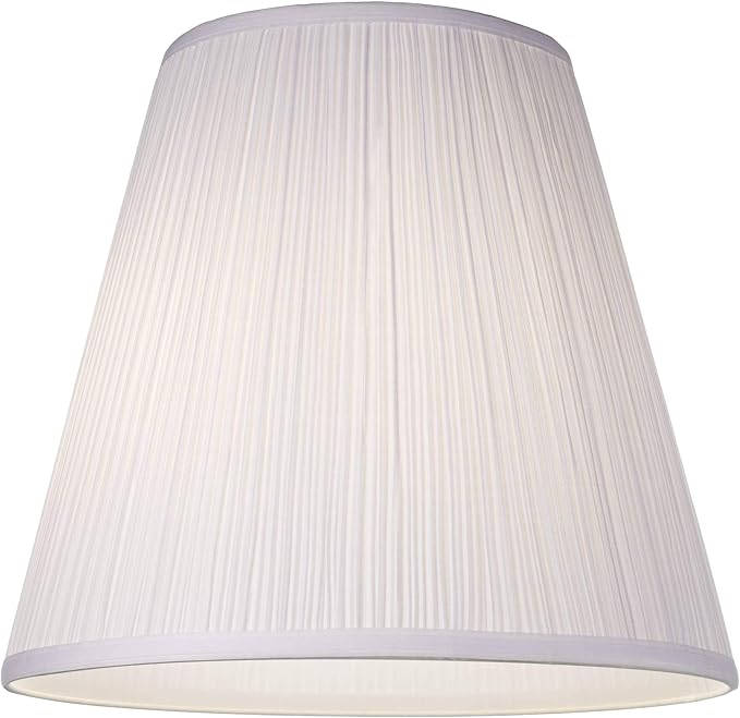 9" Top x 16" Bottom x 14 1/2" High x 14 3/4" Slant Lamp Shade Replacement Set of 2 Large White Ivory Mushroom Empire Round Traditional Fabric Pleated Spider Harp Finial - Springcrest