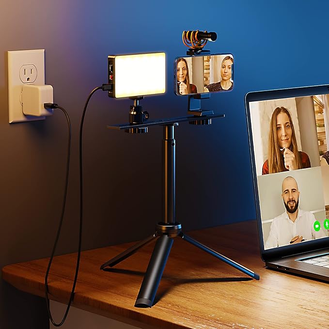 Pixel Pocket Video Light,Built-in 3000mAh Rechargeable Battery,Tripod and Magnetic Patch for Phone Video Recording,Video Conference,Live Streaming