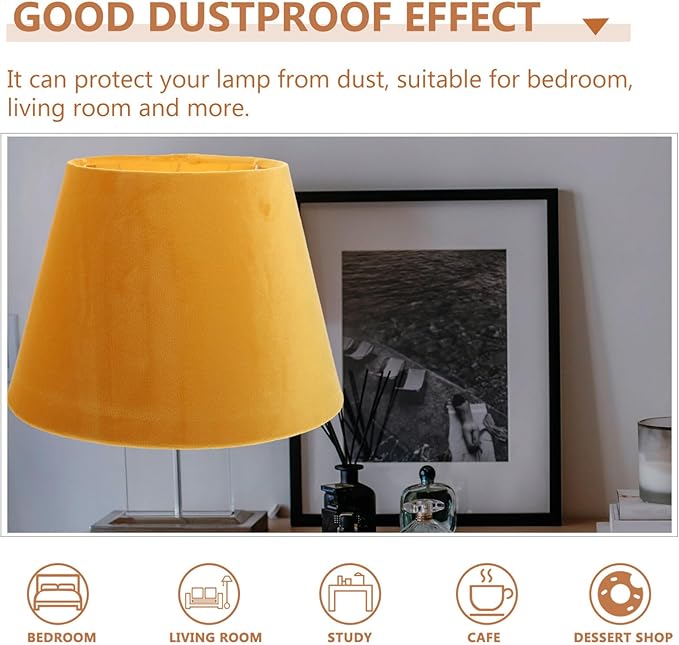 DOITOOL Lamp Shade for Table Lamp,Barrel Fabric Lampshade Drum Lampshades Cloth Lamp Shade Replacement,Lamp Covers Shade Accessories-Yellow