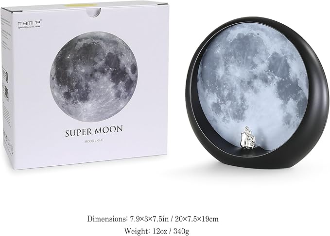 mamre Super Moon Lamp Dimmable Nightlight Unique Gift for Him/Her-Snguule Lovers Sitting Under The Super Moon