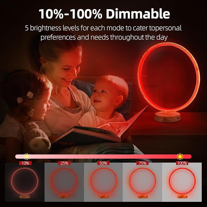 Red Light Therapy Night Light Lamp for Sleep 670nm Red Nightlight Desk Lamp with Multi-Color and Brightness Options Remote Control,Deep Relaxation and Improve Sleeping for Adults & Kids Bedrooms