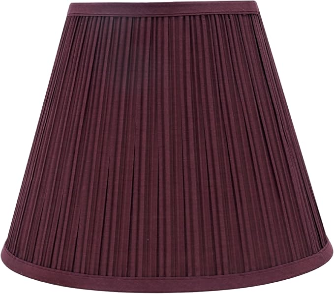 Aspen Creative 33052, Hardback Empire Transitional Spider Lamp Shade, Mushroom Pleated Burgundy, 7" Top x 13" Bottom x 10" Slant