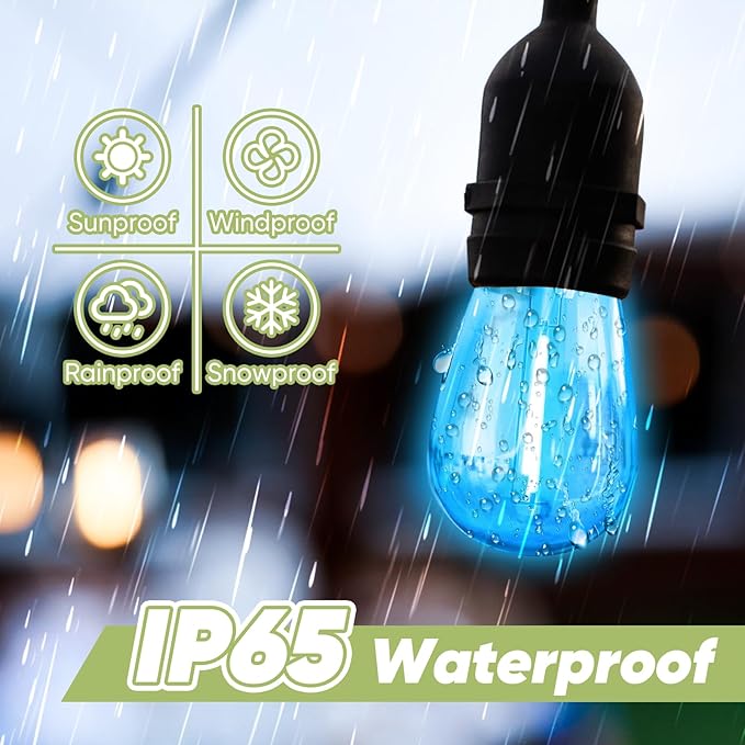 30-Pack Colored String Light Bulbs, S14 LED Replacement Bulbs for Outdoor String Lights, Patio Light Bulbs, 1W E26 Base for Christmas Halloween,Holiday Lighting,Home Decor