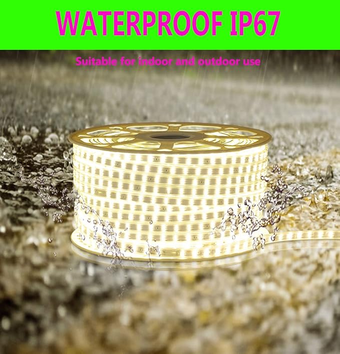 SUYOOULIN LED Strip Lights, High Voltage AC110V-130V 33ft/10m Super Bright 40000LM Waterpoof IP68 2835 180 LEDs/m LED Light Strips for Home Garden Outdoor Decoration(Red)