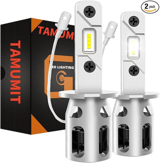 Latest Upgraded H3 Bulb, 6500K White 20000LM Super Bright, 1:1 Size, CSP Chips Fog Lights, No Adapter Required Easy Install, Non-polarity, High and Low Beam,Pack of 2 (H3)