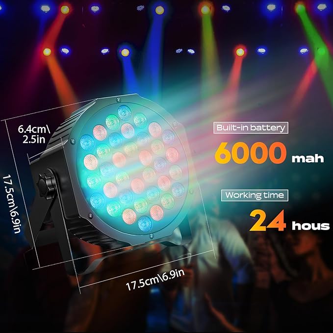Rechargeable Stage Par Lights U`King RGB 36 LED Uplights Battery Powered with RGB 36W DJ Uplights Sound Activated Control for Wedding DJ Disco Events Halloween Church Live Party - 20 Pack