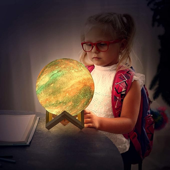 Moon Lamp, Night Light, 16 Colors LED Moon Light 7.0 inch 3D Printing Kids Light Lamp with Stand, Remote&Touch Control, USB Rechargeable, Gift for Kids Friends Parent Birthday Christmas New Year
