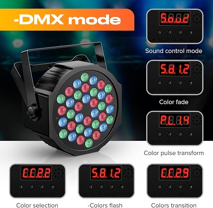 Rechargeable Stage Par Lights U`King RGB 36 LED Battery Powered Par Wireless Uplights with DMX and Remote Control Uplighting Light for DJ Disco Events Wedding Birthday Party Indoor Live Show Bar