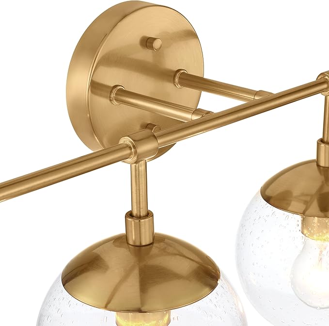 Design House Gracelyn 4-Light Dimmable Bathroom Vanity Light, Seeded Glass, Satin Gold, 31.52 in W x 8 in D x 11.45 in H, 589580