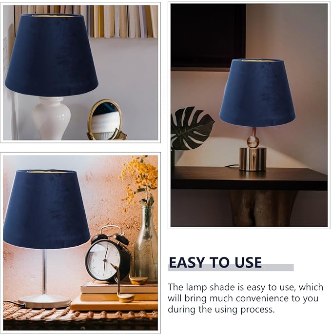 DOITOOL Lamp Shade for Table Lamp,Barrel Fabric Lampshade Drum Lampshades Cloth Lamp Shade Replacement,Lamp Covers Shade Accessories-Blue