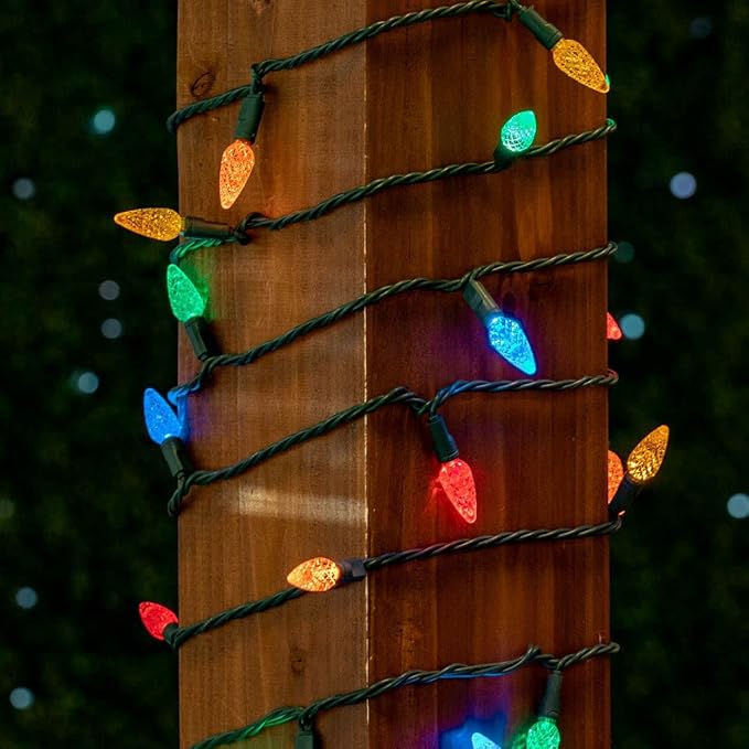 Novelty Lights 24FT 70 LED C6 LED Christmas String Lights, Outdoor/Indoor Multicolor LED String Lights, Permanent Christmas Lights Outdoor Tree Decorations