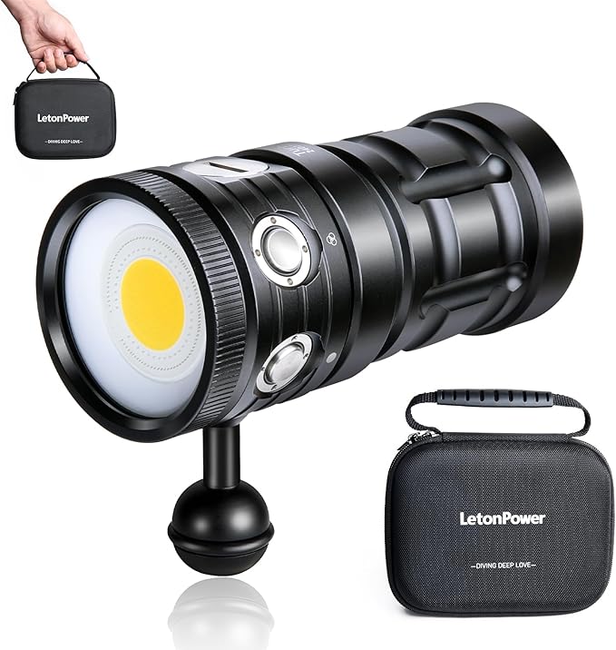 Dive Light,LetonPower TS S 10000Lumens 100m Underwater Video Light,Diving Flashlight,Waterproof Flashlight with Type-C Charging for Professional Under Water Sports