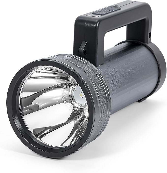 Rechargeable LED Flashlight with Power Display, 4 Light Modes, High Lumens Handheld Torch, Dual Switch, Waterproof Portable Flashlight for Camping, Hiking, Indoor and Outdoor Use (LK6017-White light)