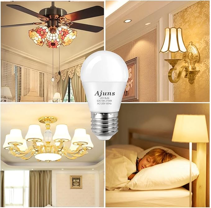 LED Bulb 5W Equivalent 40W 120V Light Bulb Ceiling Fan Light Bulbs, Warm White 2700K A15 LED Energy Saving Bulb, E26 Base Not Dimmable 4 Pack