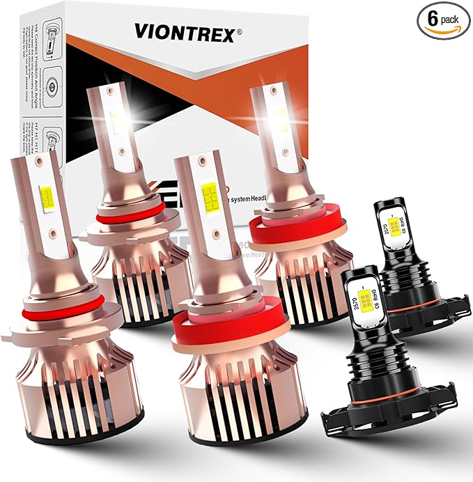 Fits for Chevy Silverado 1500 2500HD 3500 Light Bulbs(2003-2006) Headlamp Bulbs Kit 6000K White 45000LM Brightness Upgrade Easy-Install Plug-n-Play 6-Pack