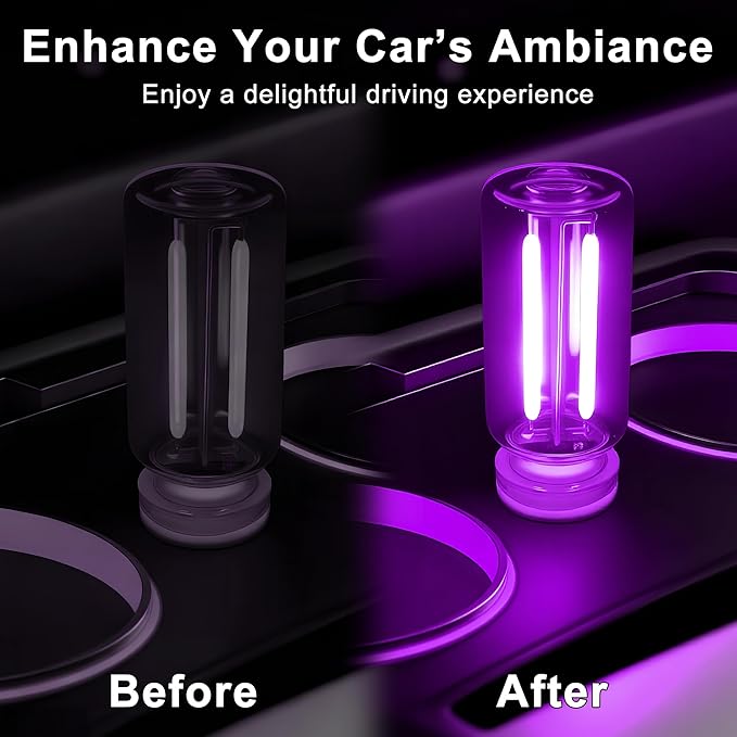 Car USB Night Light Touch Dimmable - 1-Pack Retro LED Filament Lamp for Truck Interior, Bedroom & Camping | Glass Bottle Ambiance Lighting (Purple)
