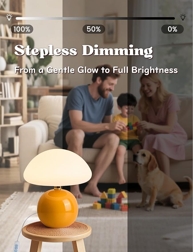 Joyzy Mushroom Table Lamp for Bedroom Light, Desk Bedside Small Lamps for Living Room Night Stands, Mushroom Lighting Decor Cute Led Modern, Unique Aesthetic Home Living Room