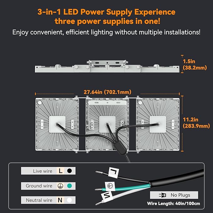 480W LED Outdoor Flood Light, 48000LM Super Bright Stadium Light, 6000K Daylight White, IP66 Waterproof 3 Heads Adjustable Outdoor Floodlights for Patios, Street, Parking Lots