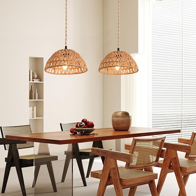 Plug in Pendant Light, Industrial Hanging Light with Plug in Cord Hemp Rope On/Off Switch Farmhouse Pendant Lamp with Plug in Cord, Vintage Hanging Lamps for Dining Room