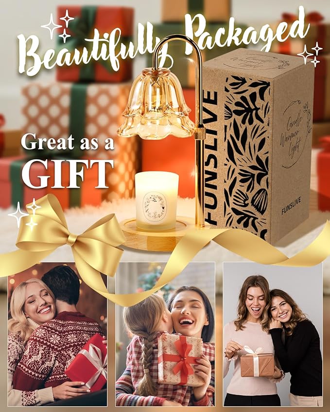 Flower Candle Warmer Lamp with Timer Dimmable, Birthday Gifts for Women Mom, Candle Warming Light Height Adjustable, Wax Melt Warmer for Jar Scented Candles, Housewarming Candle Lamp