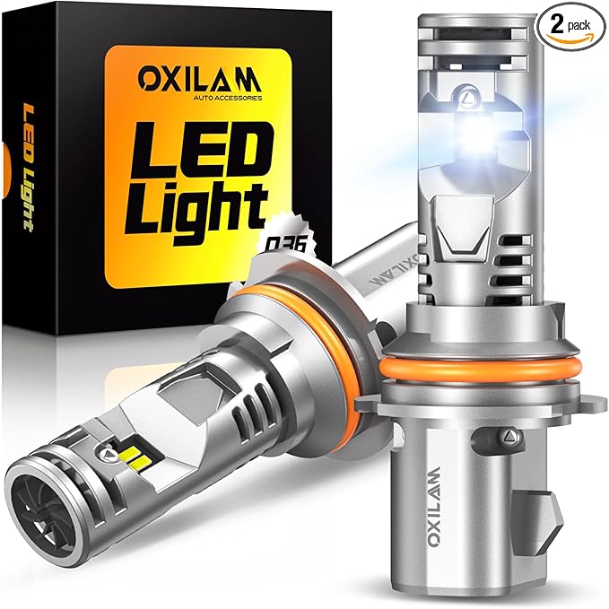 OXILAM 9004/HB1 Light Bulbs, 22,000 Lumens 600% Super Brighter, 6500K Cool White, 1:1 Size Halogen Replacement, 10 Years Lifespan, Plug & Play, Pack of 2