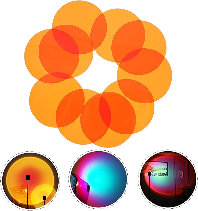 Sunset Ambient Light Film 2.6 Inch Transparent Orange Filter Sheet for Atmosphere Lighting and Multi-Color Sunset Lamp Effects