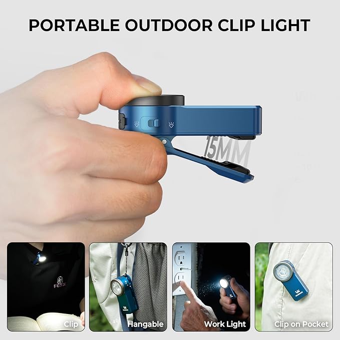 Wurkkos HD03 Rechargeable EDC Flashlight 680 High Lumen Clip Light, Small Flashlight Triple Light Source, 90 High CRI, IPX6 Waterproof, Magnetic Pocket Flashlight for Working Emergency Signal(Blue)