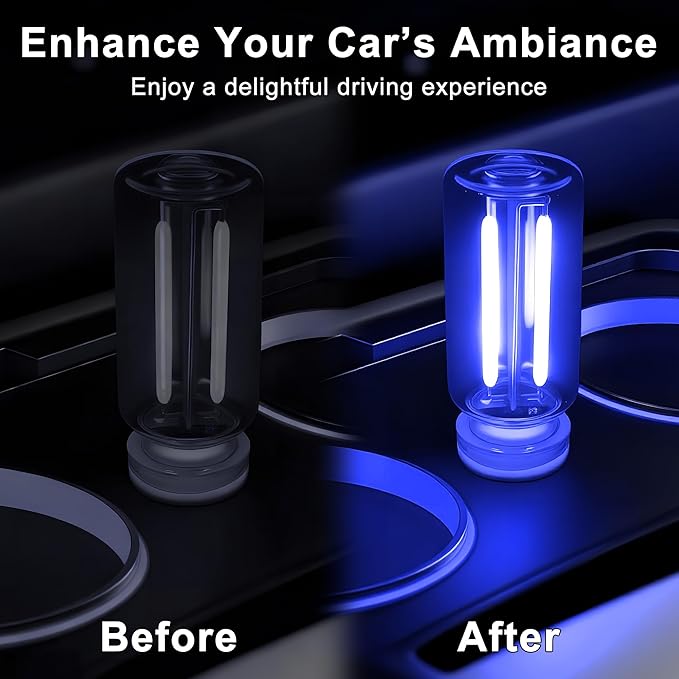 Car USB Night Light Touch Dimmable - 2-Pack Retro LED Filament Lamp for Truck Interior, Bedroom & Camping | Glass Bottle Ambiance Lighting (Blue)