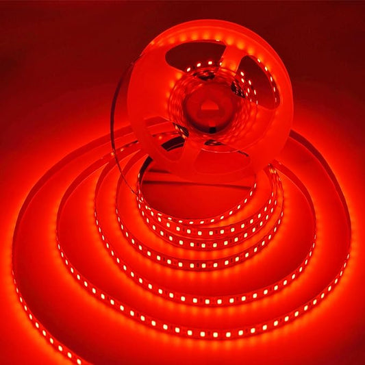 AC110-130V LED Strip Lights，Dimmable 10000LM 16.4ft/5m SMD 2835 600 LEDs Waterproof IP68 LED Lights Strip Ribbon, More Brightness Than Low Voltage LED Strip Lights (Red)