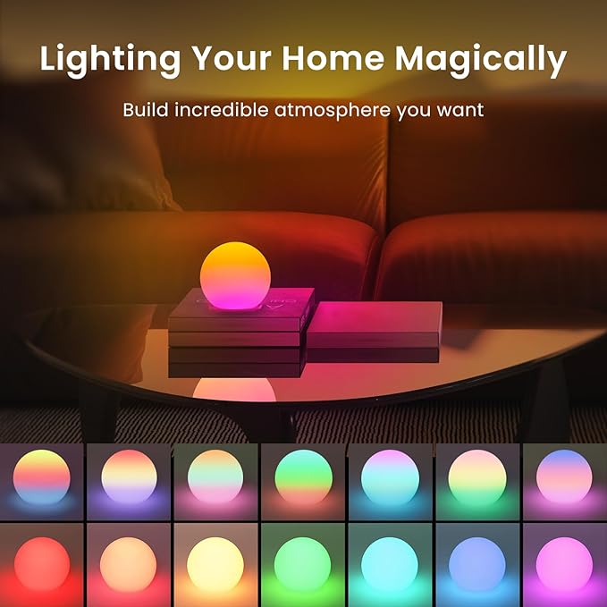 LOFTEK LED Ball Light, 3-inch Rechargeable Globe Lights, Color-Changing Ball Lamp with Remote, Waterproof Orb Light, Smart Sphere Night Light for Home Bedroom Pool Decor, Xmas Gift, 2 Pack