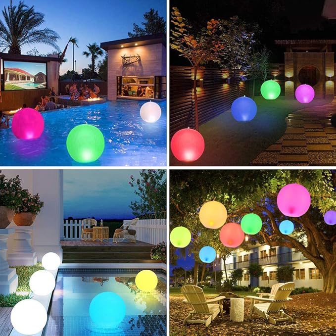 GEEDIAR Floating Pool Lights 2pcs,14" Inflatable Solar Powered Pool Light with Remote,IP68 Waterproof Swimming LED Mood Lights with 16 Color Changing Outdoor Decorations Light for Garden and Pond