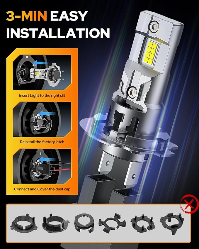 FAHREN H7 fog light bulbs, 40000LM 10X -Upgraded Brightness, 70,000 Hours Lifespan, Real 1:1 Halogen Mini Size, 6500K Cool White, 1:1 Mini Size, Plug and Play, Pack of 2 (2025 Updated)