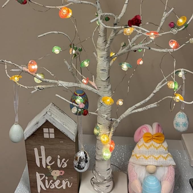 Easter Decorations Eggs & Chicken String Lights Spring Decor 10ft 30 LEDs Fairy Lights Battery Operated for Easter Basket Decorations Garland Mantle Party Indoor
