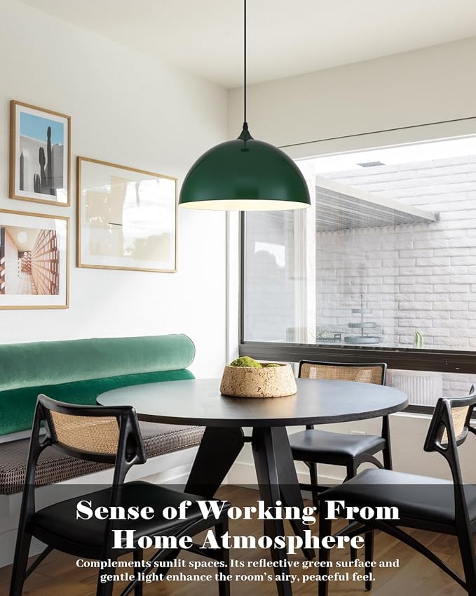 Green Pendant Lights Kitchen Island 2 Pack, 14 Inch Large Dome Pendant Light, Green Farmhouse Pendant Light, Island Pendant Lights for Kitchen, Dining Room