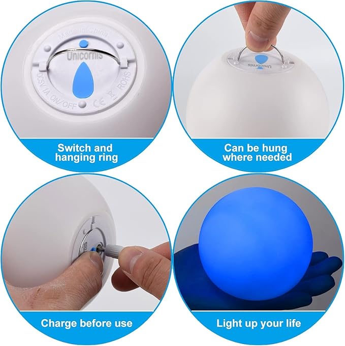 LED Floating Pool Light, 4-Inch, Rechargeable Waterproof Orb with Remote Control, 16 RGBW Colors,Hot Tub Lights, Pool Accessories