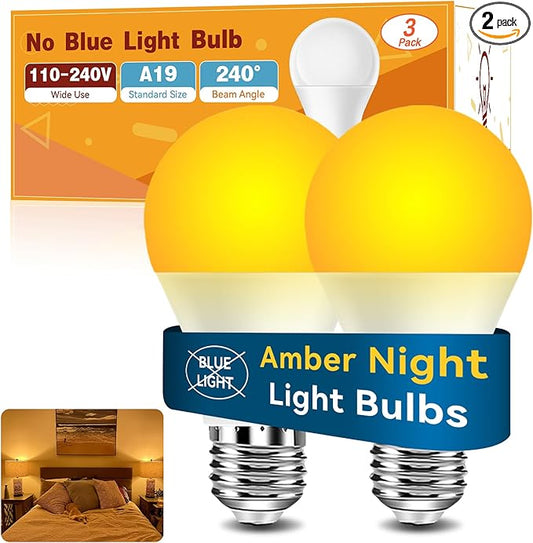 Neporal Amber Sleep Light Bulb – 1800K Blue Light Blocking LED Bulb, UL Listed, 9W Energy Saving Warm Night Light for Bedroom, Bedside, Kids Room, Relaxing Bedtime Use, 2 Pack