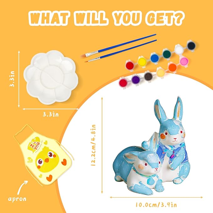 Loungelore Paint Your Own Bunny Lamp Kit, DIY Rabbit Night Light, Arts and Crafts for Kids Ages 8-12, Crafts for Kids Ages 4-8, Creativity Painting Kit Toy for Girls Ages 3 4 5 6 7 8 9 10 11 12+